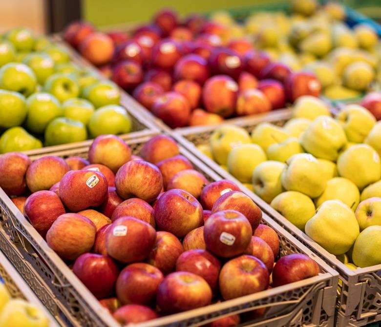 Frische Südtiroler Äpfel bei der Obstgenossenschaft Laurin in Bozen